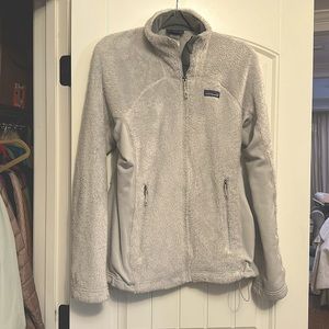 Patagonia women’s grey fleece jacket